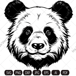 panda svg, panda clipart, panda png, panda head, panda face svg , panda silhouette, animals silhouette