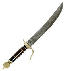damascus steel handmade sword & bone and wood blade