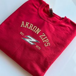 ncaa embroidered shirt, akron zips embroidered sweatshirt, akron zips logo, embroidered hoodie