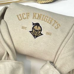 ncaa embroidered shirt, ucf knights embroidered sweatshirt, ucf knights logo, embroidered hoodie