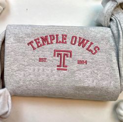 ncaa embroidered shirt, temple owls embroidered sweatshirt, temple owls logo, embroidered hoodie