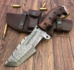 handmade damascus tanto tracker knife with leather sheath christmas gift gift for him dad gift black friday sale