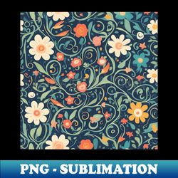 serene blooms a floral symphony on blue - retro png sublimation digital download - unlock vibrant sublimation designs