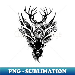 stag deer wild animal nature illustration art tattoo - special edition sublimation png file - boost your success with this inspirational png download