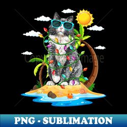 funny cat with xmas lights summer vibes christmas in july - special edition sublimation png file - revolutionize your designs