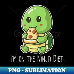 i'm on the ninja diet funny turtle eating pizza nerd geek - png transparent digital download file for sublimation - enhance your apparel with stunning detail