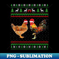 christmas lights chicken santa hat ugly er hen farmers - png transparent digital download file for sublimation - spice up your sublimation projects