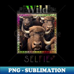 bison buffalo wild nature funny happy humor photo selfie - png transparent sublimation design - bold & eye-catching
