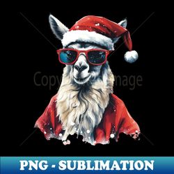 llama lover watercolor art alpaca santa cool llama christmas - exclusive sublimation digital file - create with confidence