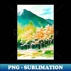 watercolor mountain landscape - impressionism and chinese painting - png sublimation digital download - spice up your sublimation projects