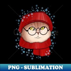 winter cat in a hat - sublimation-ready png file - unleash your inner rebellion