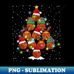 basketball xmas tree lights santa basketball christmas funny - png transparent digital download file for sublimation - vibrant and eye-catching typography