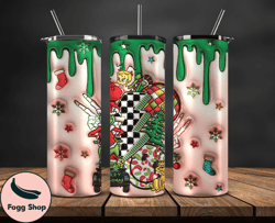 christmas 20oz tumbler wrap png, christmas 3d inflated puffy tumbler wrap png, grinchmas 20oz png 12