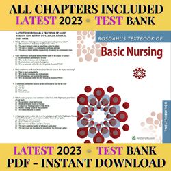 latest 2023 rosdahl's textbook of basic nursing 12th edition by caroline rosdahl test bank | all chapters included