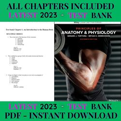 latest 2023 principles of anatomy and physiology 16th edition by gerard j. tortora test bank | all chapters included