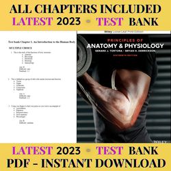 latest 2023 principles of anatomy and physiology 16th edition by gerard j. tortora test bank | all chapters included