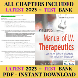 latest 2023 phillips's manual of i.v. therapeutics: evidence-based practice for infusion 7th edition gorski test bank