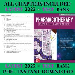 latest 2023 pharmacotherapy principles and practice, sixth edition 6th edition marie chisholm-burns test bank