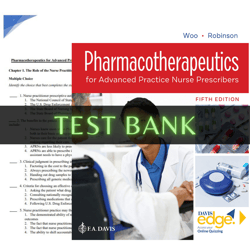 latest 2023 pharmacotherapeutics for advanced practice nurse prescribers fifth edition by teri moser woo test bank