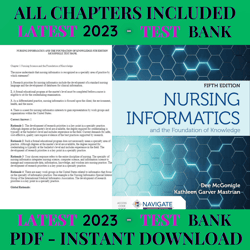 latest 2023 nursing informatics and the foundation of knowledge 5th edition by dee mcgonigle test bank