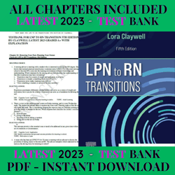 latest 2023 lpn to rn transitions 5th edition by lora claywell test bank | all chapters included