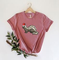 ferret christmas tree lights shirt, merry christmas shirt, women christmas t-shirt, christmas gifts, christmas family sh