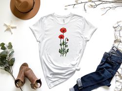 poppy shirt, august shirt, gardening shirt, botanical shirt, flower shirt, august birth shirt, floral shirt, august flow