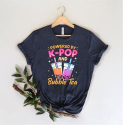 powered by k-pop and bubble tea, asian foods clothing, bubble tea, boba tea gift, harajuka outfit, japanese culture t-sh