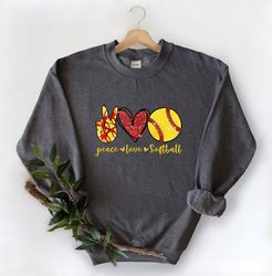 peace love softball sweatshirt, softball lover, peace sweatshirt,, inspirational tee, love sweatshirt, softball player g