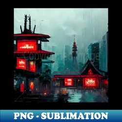 tran zen - cyberpunk fantasy scapes cityscape skyline - instant png sublimation download - spice up your sublimation projects