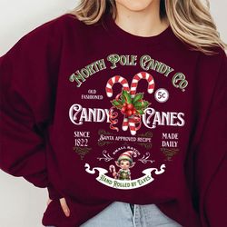 candy cane christmas shirt , retro old fashioned candy cane sweater, vintage christmas shirt  retro, north pole christma