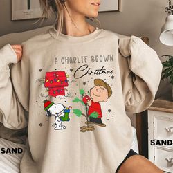 charlie and the snoopy christmas sweatshirt , christmas cartoon dog sweatshirt , christmas gift, vintage sweatshirt
