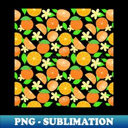 orange fruit pattern - blue - exclusive sublimation digital file - vibrant and eye-catching typography