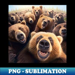 bear grizzly wild nature funny happy humor photo selfie - elegant sublimation png download - stunning sublimation graphics