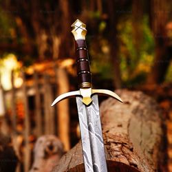 custom handmade damascus steel viking swords personalization swords with leather sheath