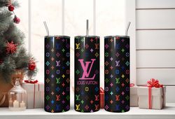 louis vuitton tumbler wrap, dripping rainbow and pink logo lv tumbler, tumblers 20oz, lv tumbler, tumbler png