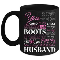 hunting with her husband cup, cool husband mug, just marry cup