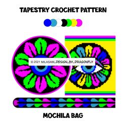 pattern: tapestry crochet bag / wayuu mochila bag // hamsa evil eye - 973