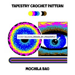 pattern: tapestry crochet bag / wayuu mochila bag // hamsa evil eye - 972