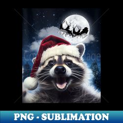 funny raccoon wearing santa hat selfie with santa claus - professional sublimation digital download - capture imagination with every detail