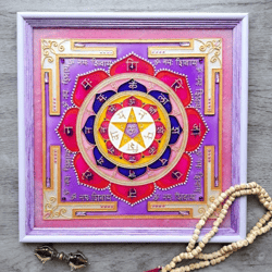 mahamrityunjaya yantra handpainted shiva yantra vedic astrology jyotish yoga art meditation tantra vegan art