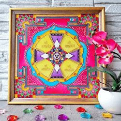 rahu yantra vastu vegan meditation planetary yantra tantra decor yoga gift healing sacred geometry stained glass hanging