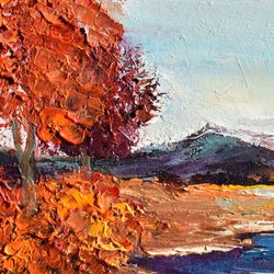 autumn landscape. painted with brush and palette knife.