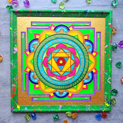 hand painted sri pratyangira yantra vedic astrology jyotish yoga art meditation tantra vegan art sacred geometry art