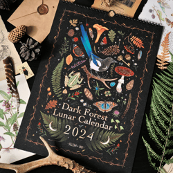 dark forest lunar calendar 2024 by selcha uni - original printable digital version