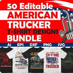 american trucker 50 editable t shirt designs bundle part 1