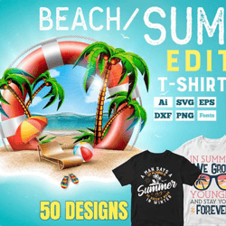 summer 50 editable t-shirt designs bundle