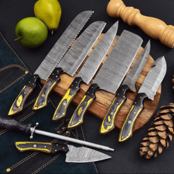 handmade damascus steel chef set