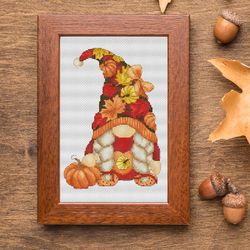 cross stitch pattern - fall female, pumpkin decor, autumn cross stitch