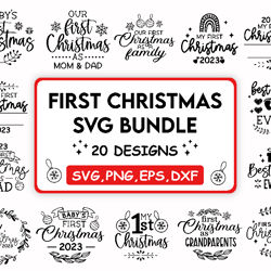 baby's first christmas ornament svg bundle my first christmas svg baby first christmas 2023 ornaments svg bundle